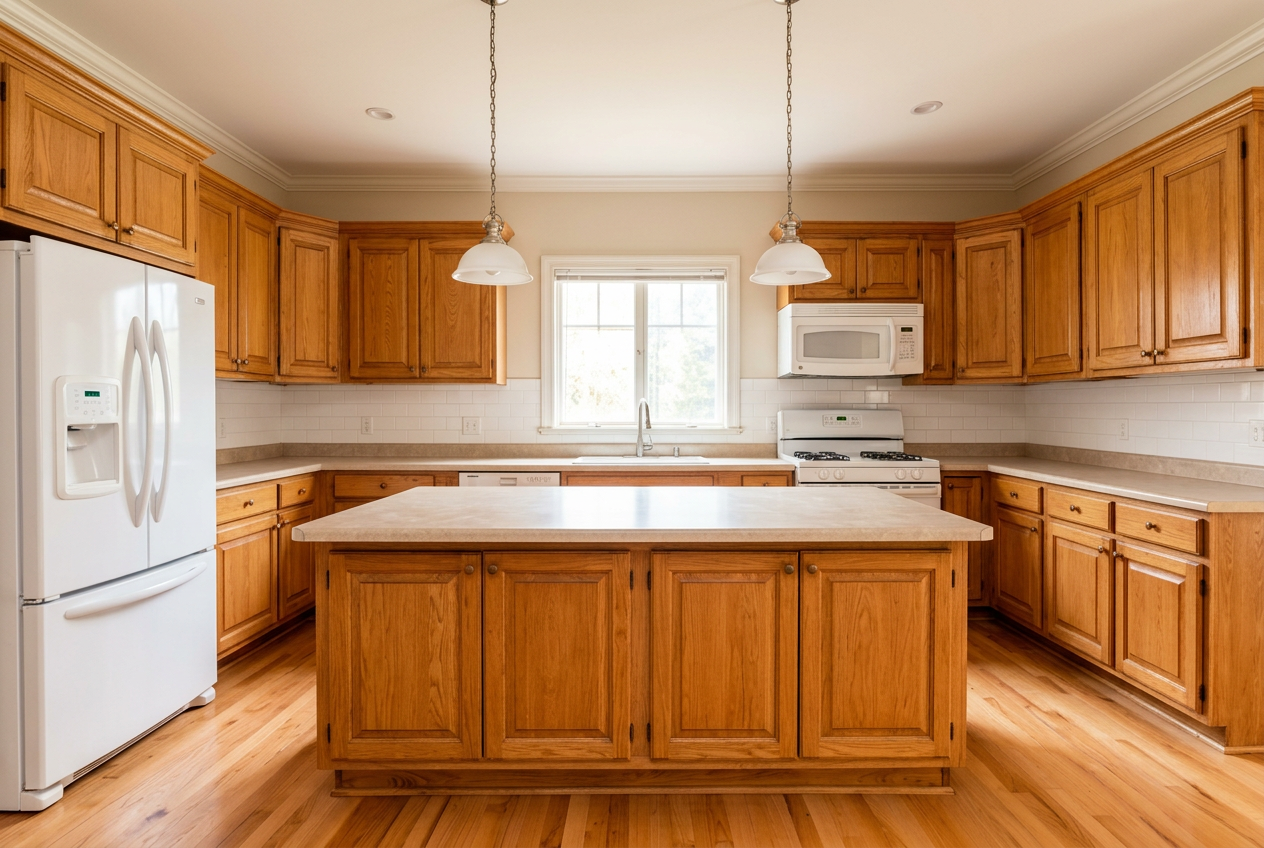 Oak to white kitchen before